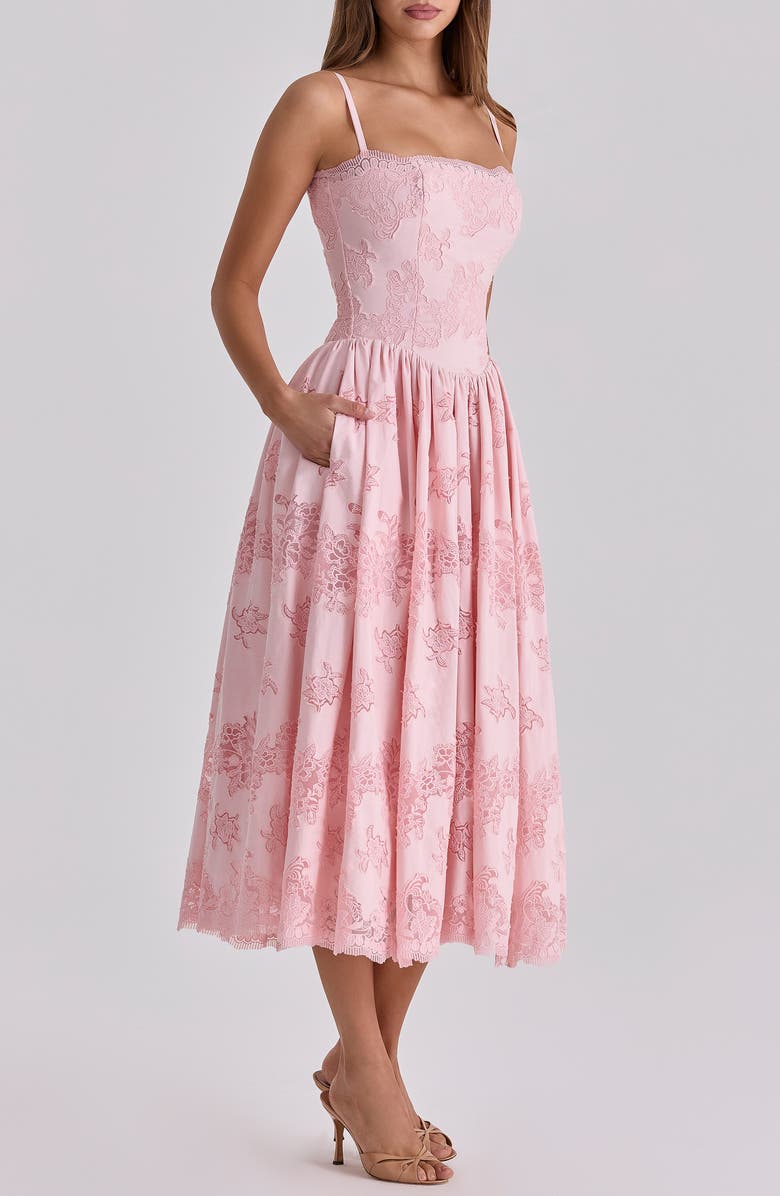 HOUSE OF CB Chloe Broderie Anglaise Party Dress, Main, color, Pink