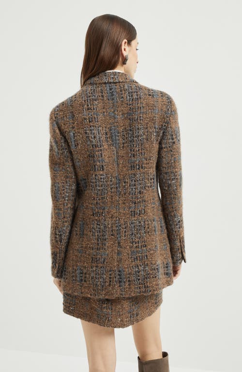 Brunello Cucinelli Blazer With Prince Of Wales Embroidery In Brown