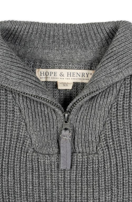 Hope & Henry Kids' Organic Rib Knit Half Zip Pullover Sweater In Gray