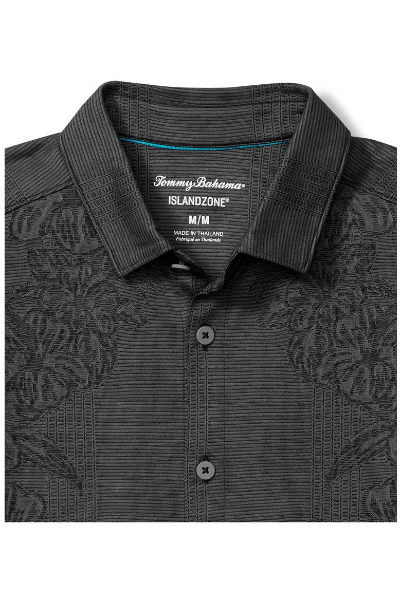 Palm Coast Cascade Vines IslandZone® Performance Short Sleeve Knit Button-Up Shirt, Alternate, color, BLACK