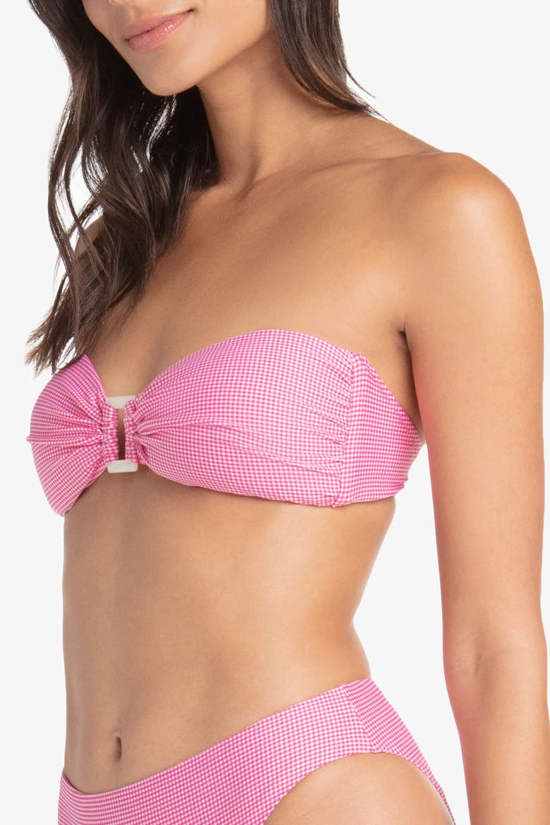Hook Back Tortoise Bandeau, Alternate, color, Pink Gingham
