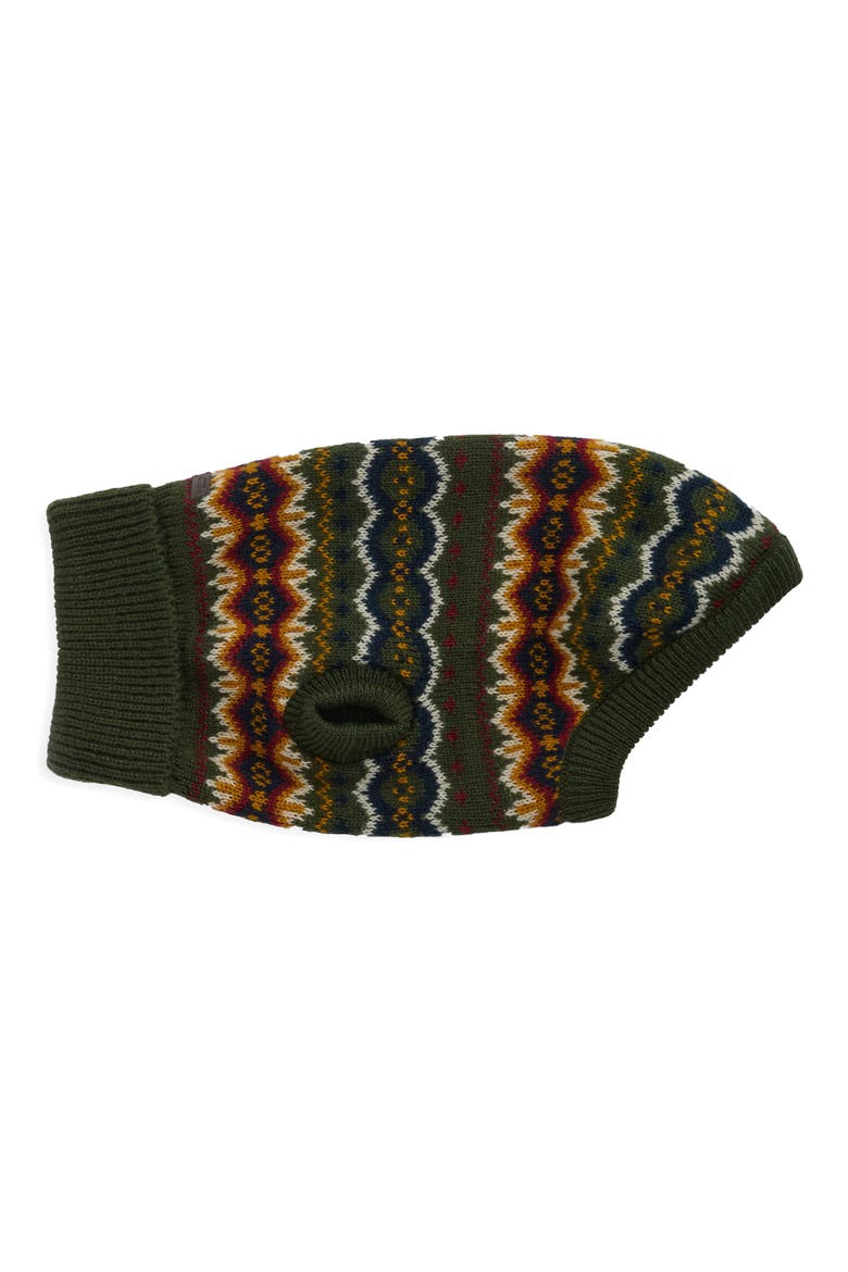 Fair Isle Dog Sweater & Matching Owners Hat Set, Alternate, color, OLIVE