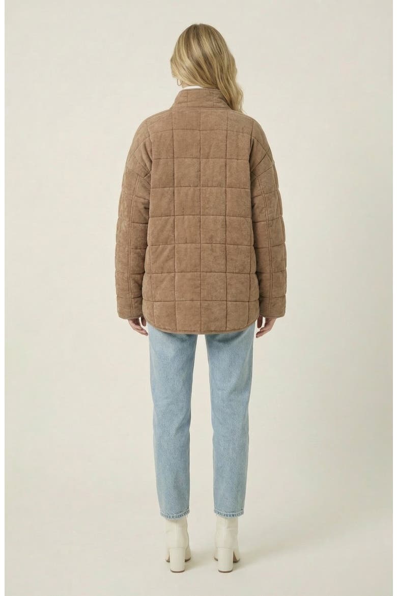 Quilted Fleece Long Sleeve Jacket, Alternate, color, Camel