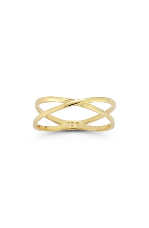 14k Gold Plate Crisscross Ring
