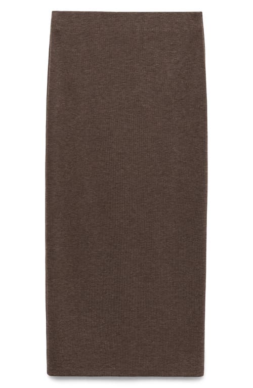 Mango Slit Knit Maxi Skirt In Brown