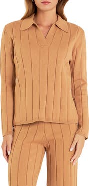 English Factory Long Sleeve Rib Knit Top
