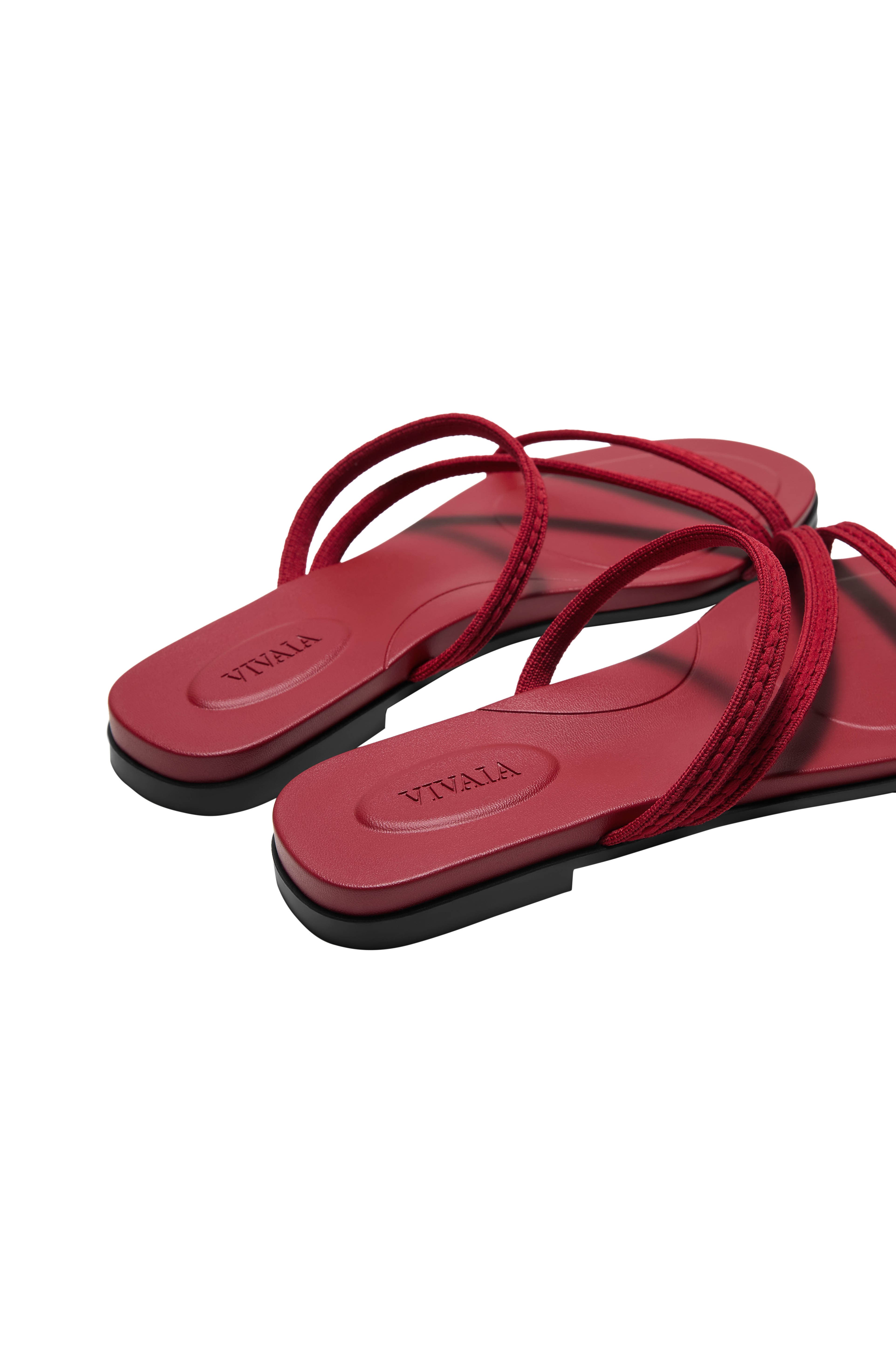Round-Toe Flip-Flops, Alternate, color, RUBY RED