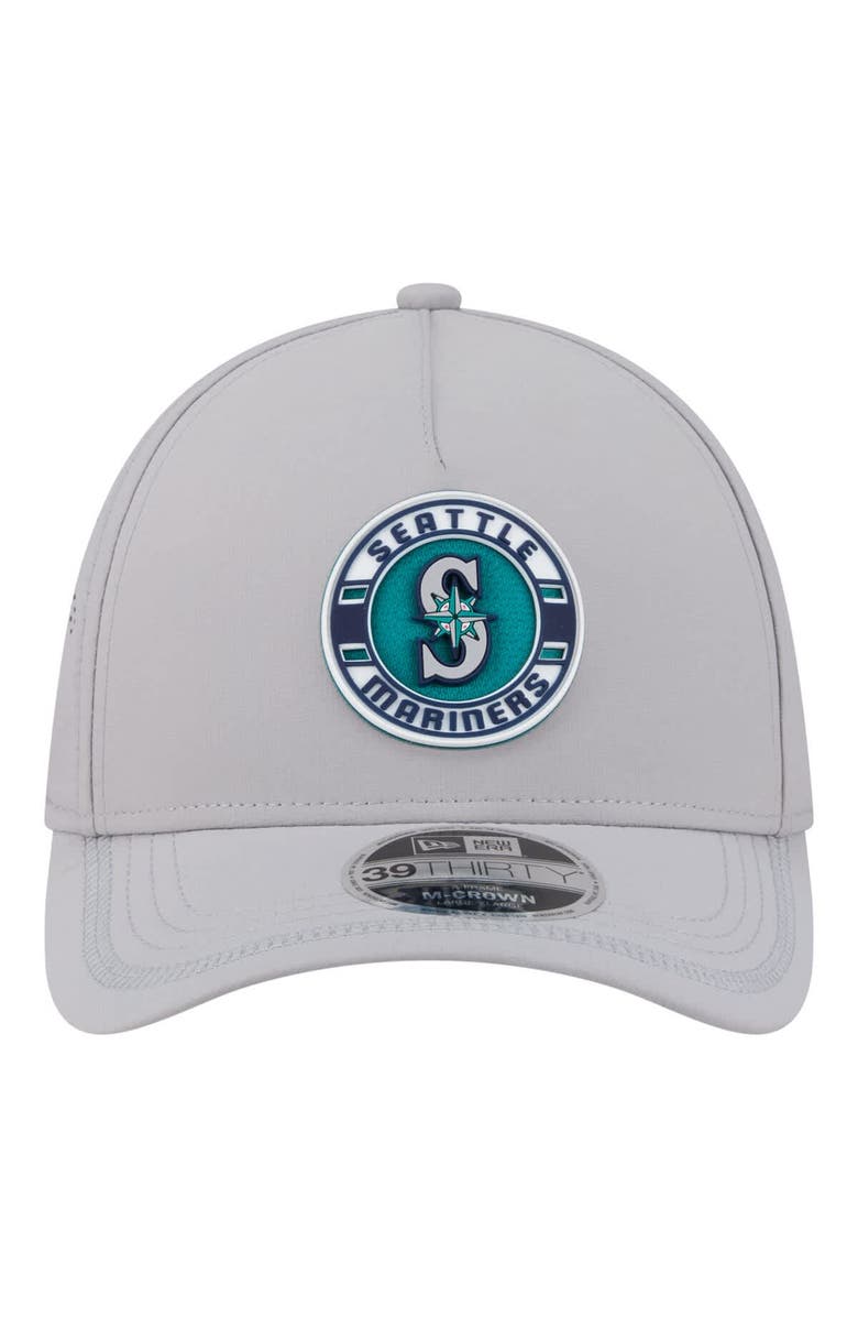 New Era Men's New Era Gray Seattle Mariners Patch 39THIRTY A-Frame M-Crown Perforated Flex Hat, Alternate, color, Gray