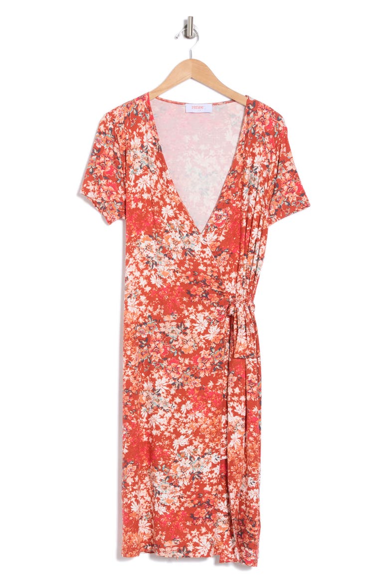 Jersey Wrap Dress, Alternate, color, RUST