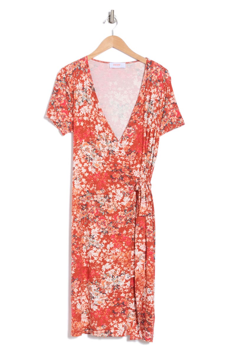 Renee C Jersey Wrap Dress, Alternate, color, Rust