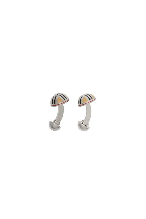 Burberry Enamel Check Cufflinks In Metallic