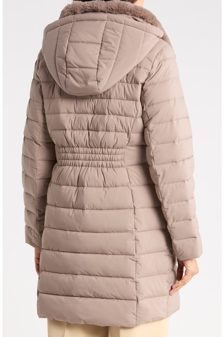 Packable Hooded Puffer Coat with Faux Fur Trim, Alternate, color, TAUPE