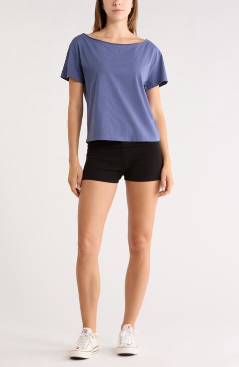 Slashed Neck Relaxed Short Sleeve T-Shirt