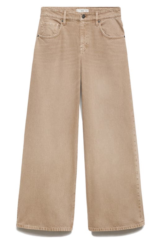 Mango Low Rise Wide Leg Jeans In Sand