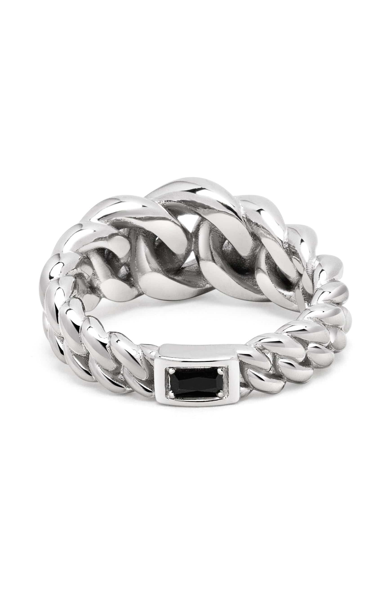 Nialaya Curb Link Ring, Alternate, color, Silver / Black Agate