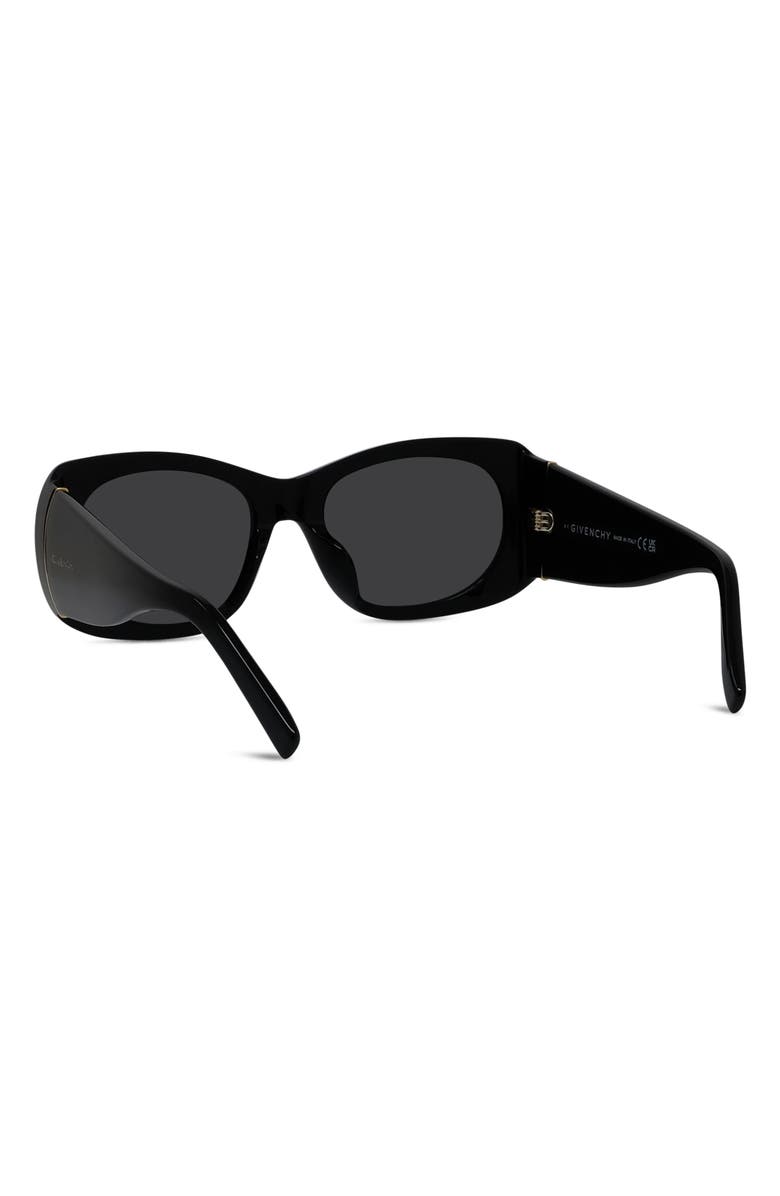 Givenchy 53mm Geometric Sunglasses, Alternate, color, Shiny Black / Smoke