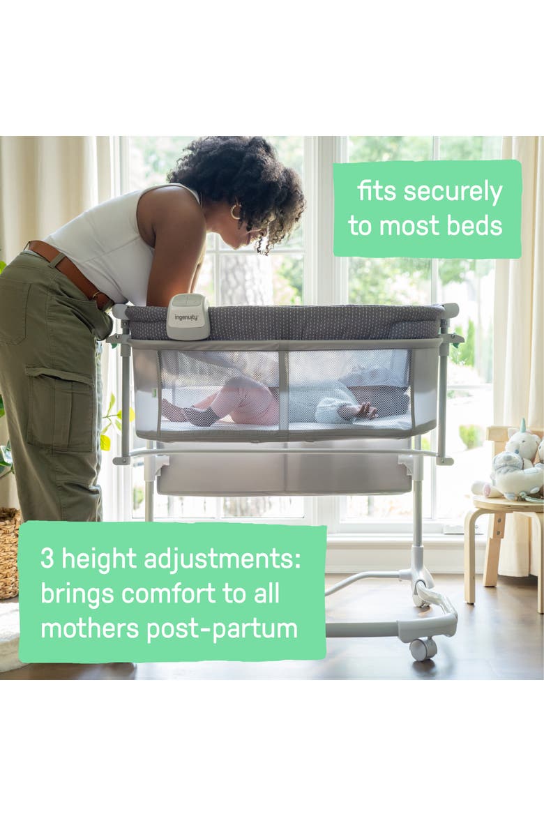 Dream & Grow Bedside Baby Bassinet, Alternate, color, Gray