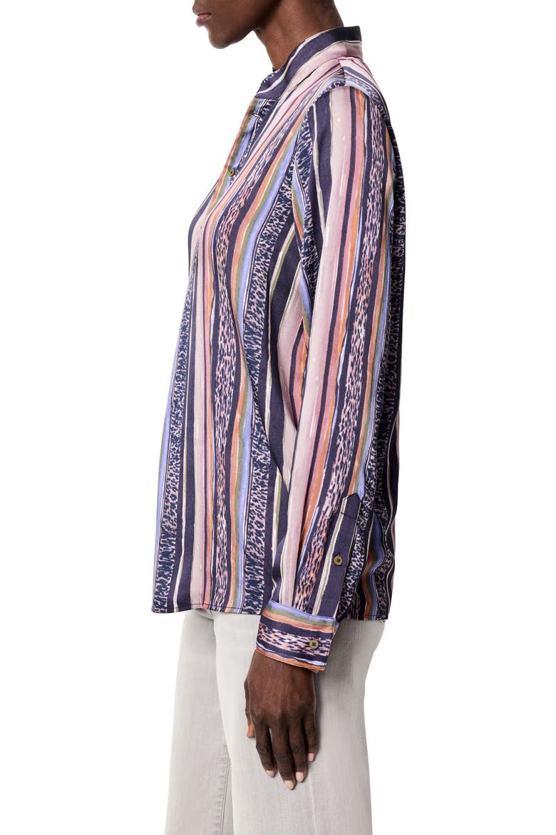 Animal Stripe Half Button Shirt, Alternate, color, INDIGO MULTI