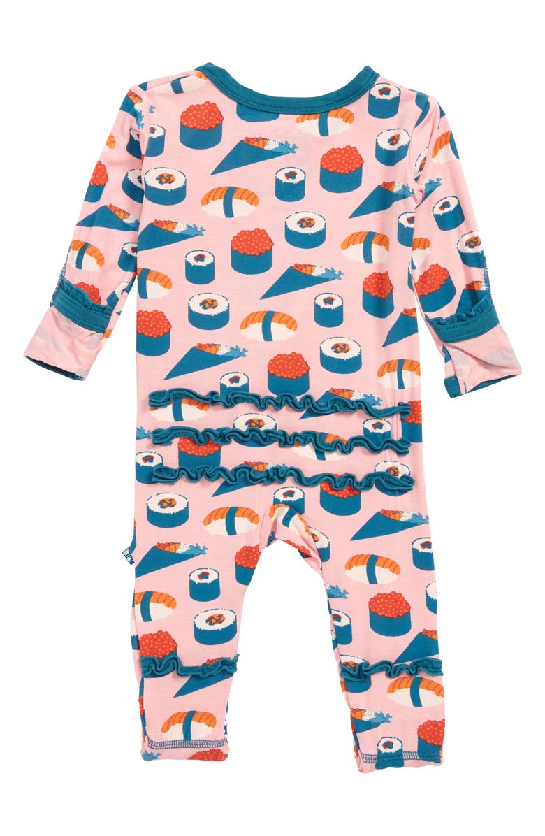 KicKee Pants Sushi Print Muffin Ruffle Footie, Alternate, color, 