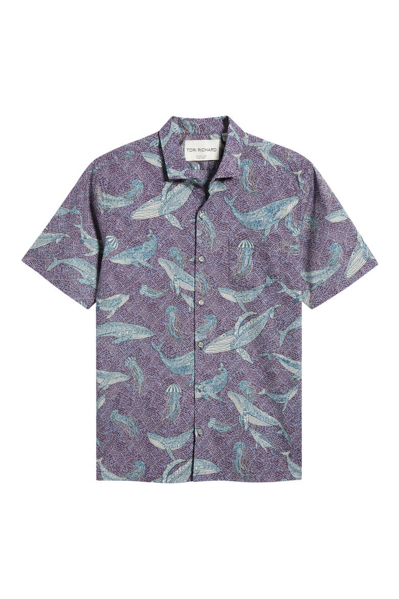 Marine Mosaic Button Down Shirt, Alternate, color, GRAPE