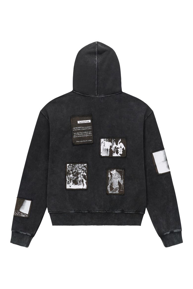 RtA Zev Distressed Digital Patch Zip Hoodie (Men) | Nordstrom