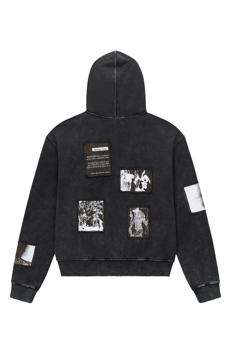 RtA Zev Distressed Digital Patch Zip Hoodie, Alternate, color, Vintage Black Digital Patch