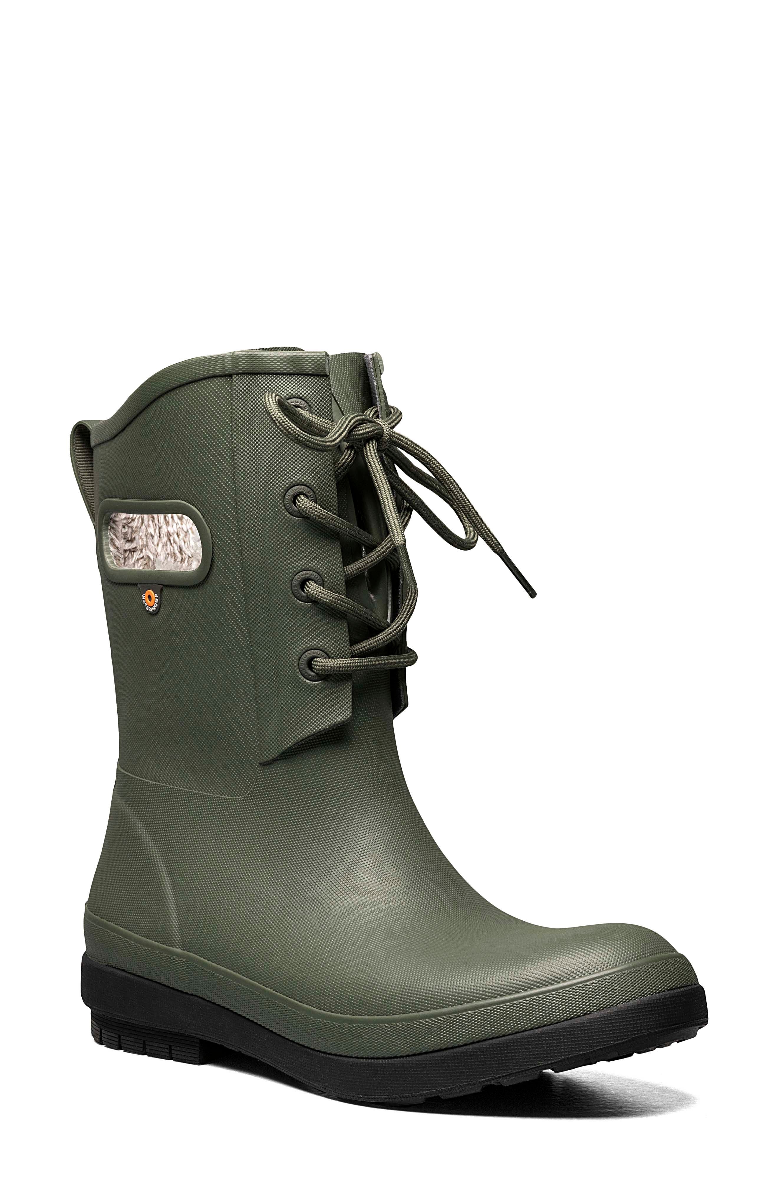 Amanda II Lace-Up Waterproof Boot, Main, color, GREEN ASH