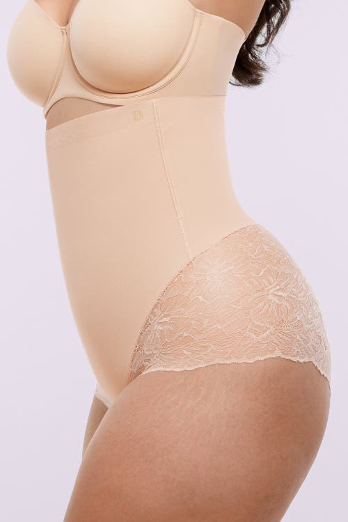Shapellx Mesh Smooth High-waisted Sheer Lace Brief In Neutral