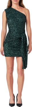 Endless Rose Sequin Draped Padded One-Shoulder Minidress
