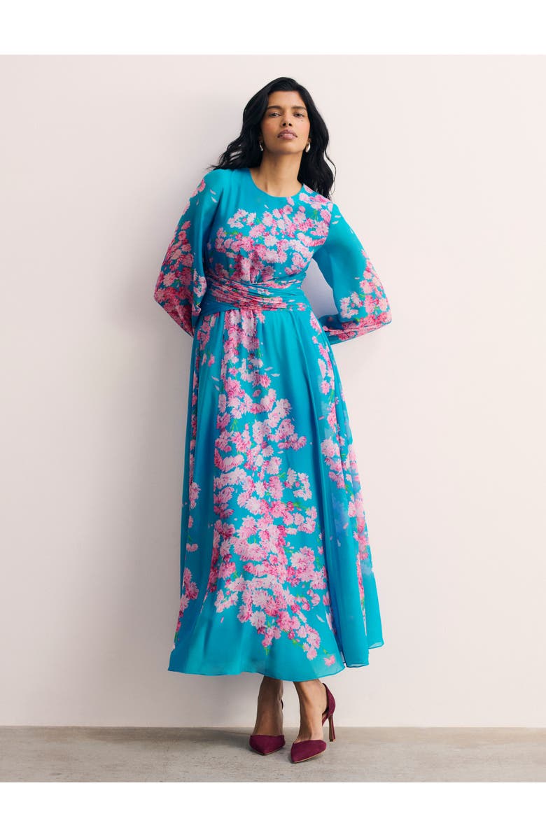 The Fold Portofino Silk Chiffon Dress, Main, color, Blue