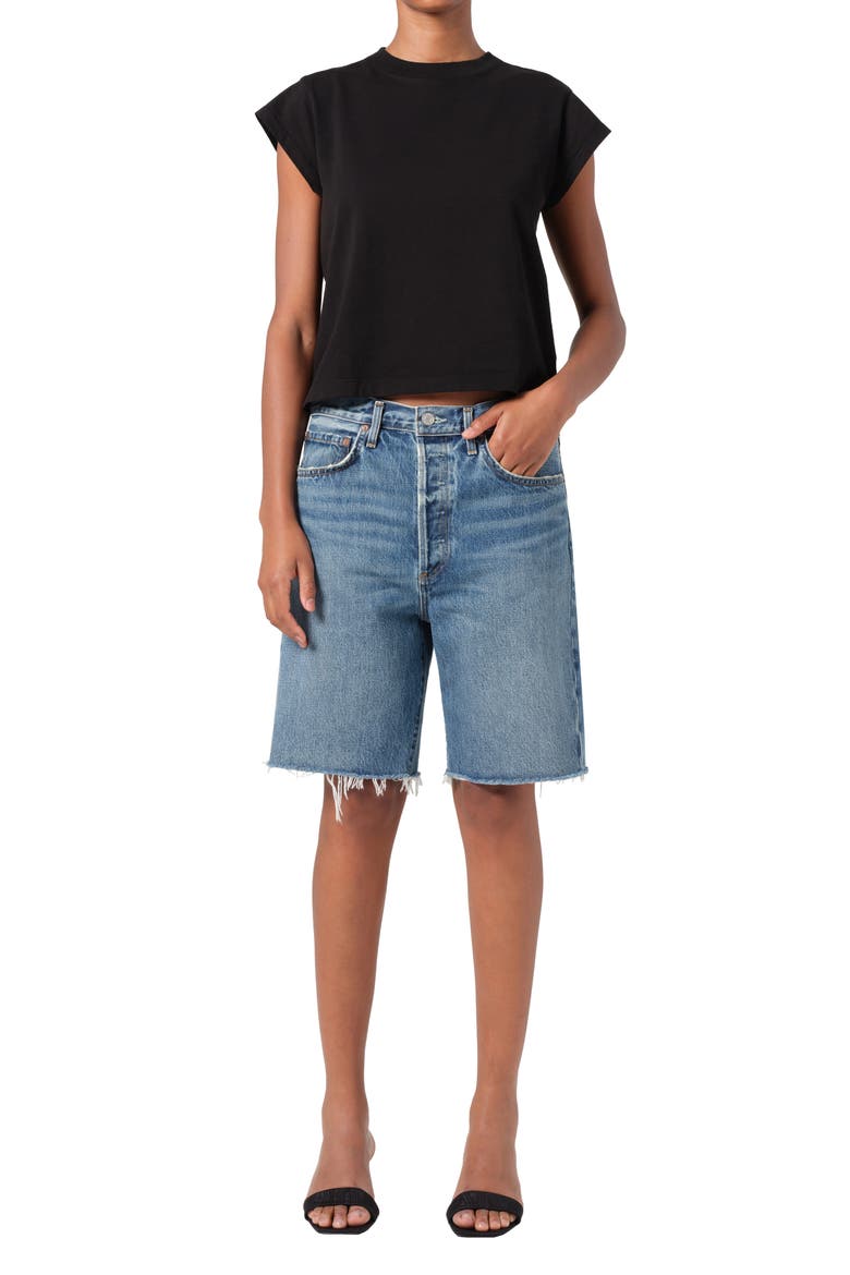 '90s Long Cutoff Denim Shorts, Alternate, color, RUIN (MD VINT IND CUT)