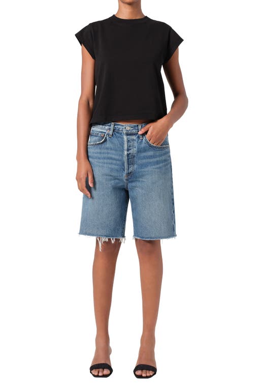 Agolde '90s Long Cutoff Denim Shorts In Ruin (md Vint Ind Cut)