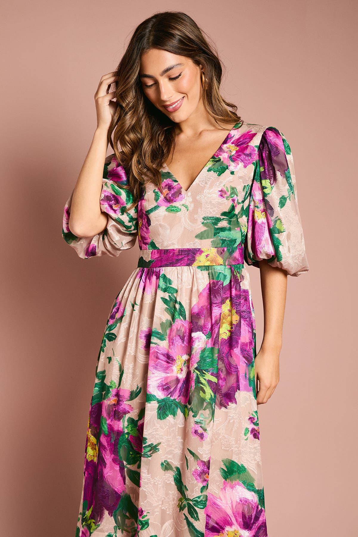 Bow Detail Jacquard Midi Dress - image 2