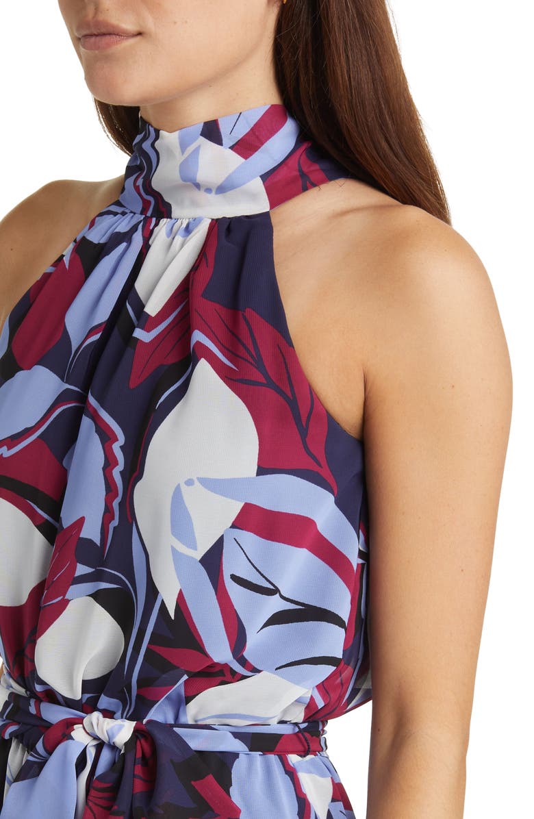 Eliza J Print Tie Waist Wide Leg Jumpsuit, Alternate, color,