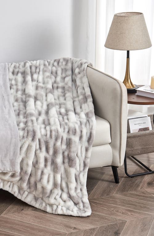 Woven & Weft Faux Fur Reversible Throw Blanket In Multi