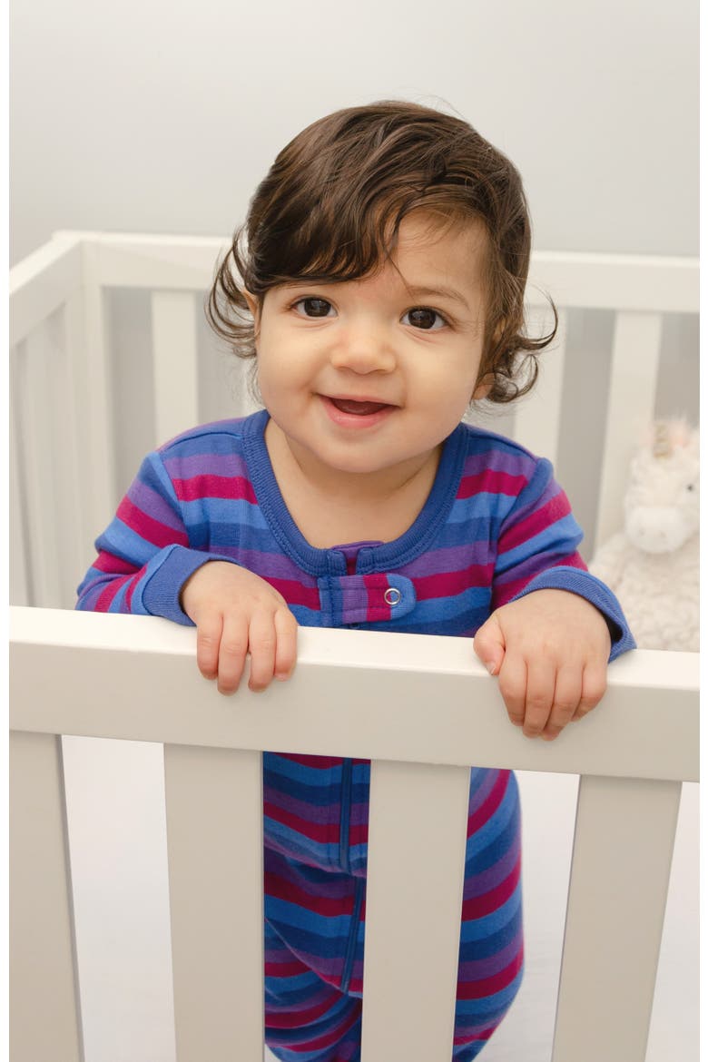 Kids Footed Striped Cotton Matching Family Pajamas, Alternate, color, Unicorn Stripes