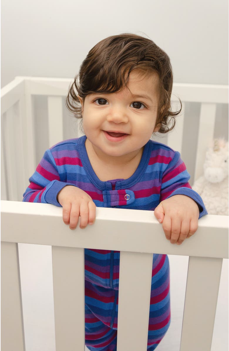 Leveret Footed Striped Cotton Matching Family Pajamas, Alternate, color, Unicorn Stripes