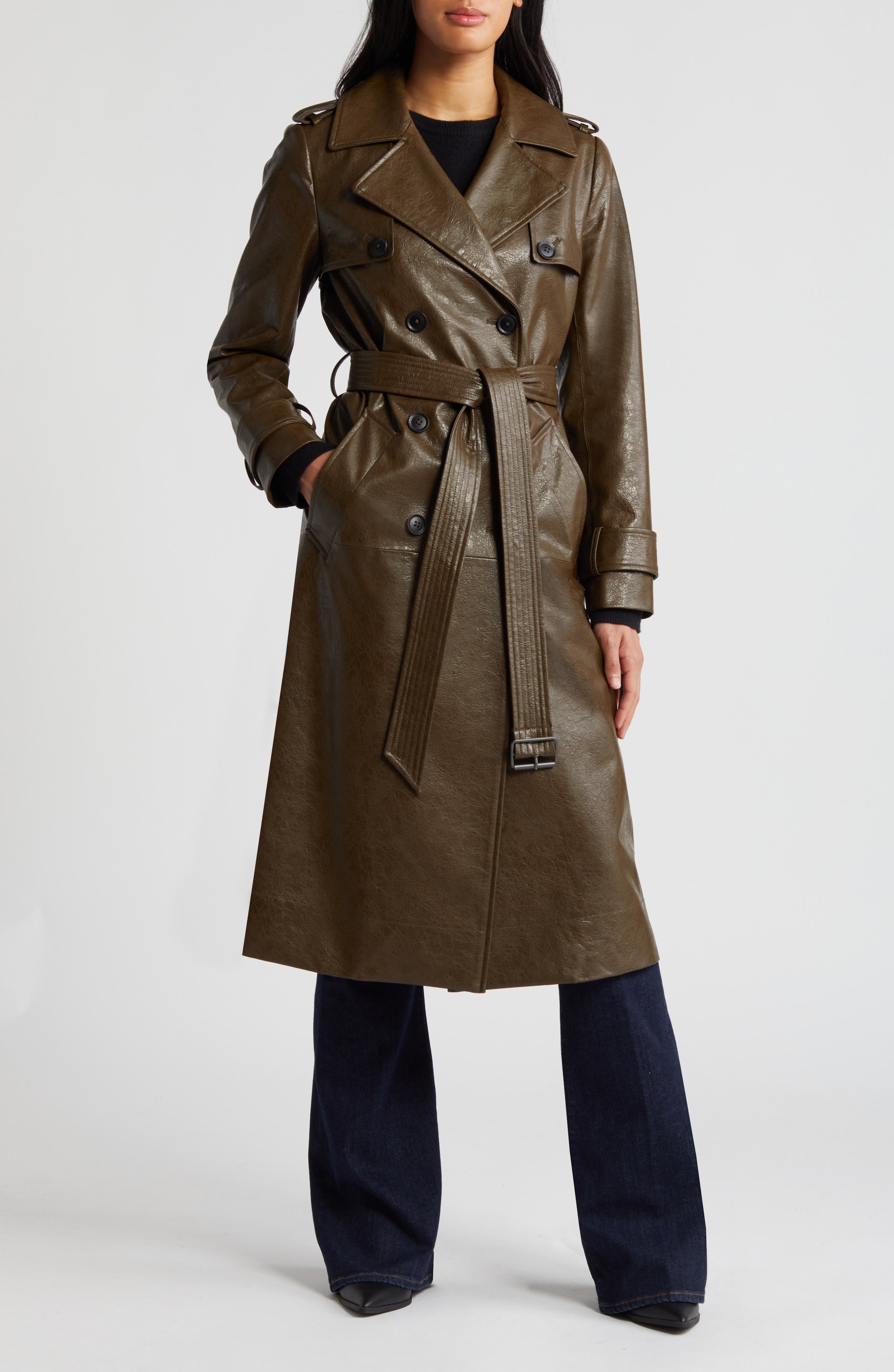 bcbg belted wrap coat