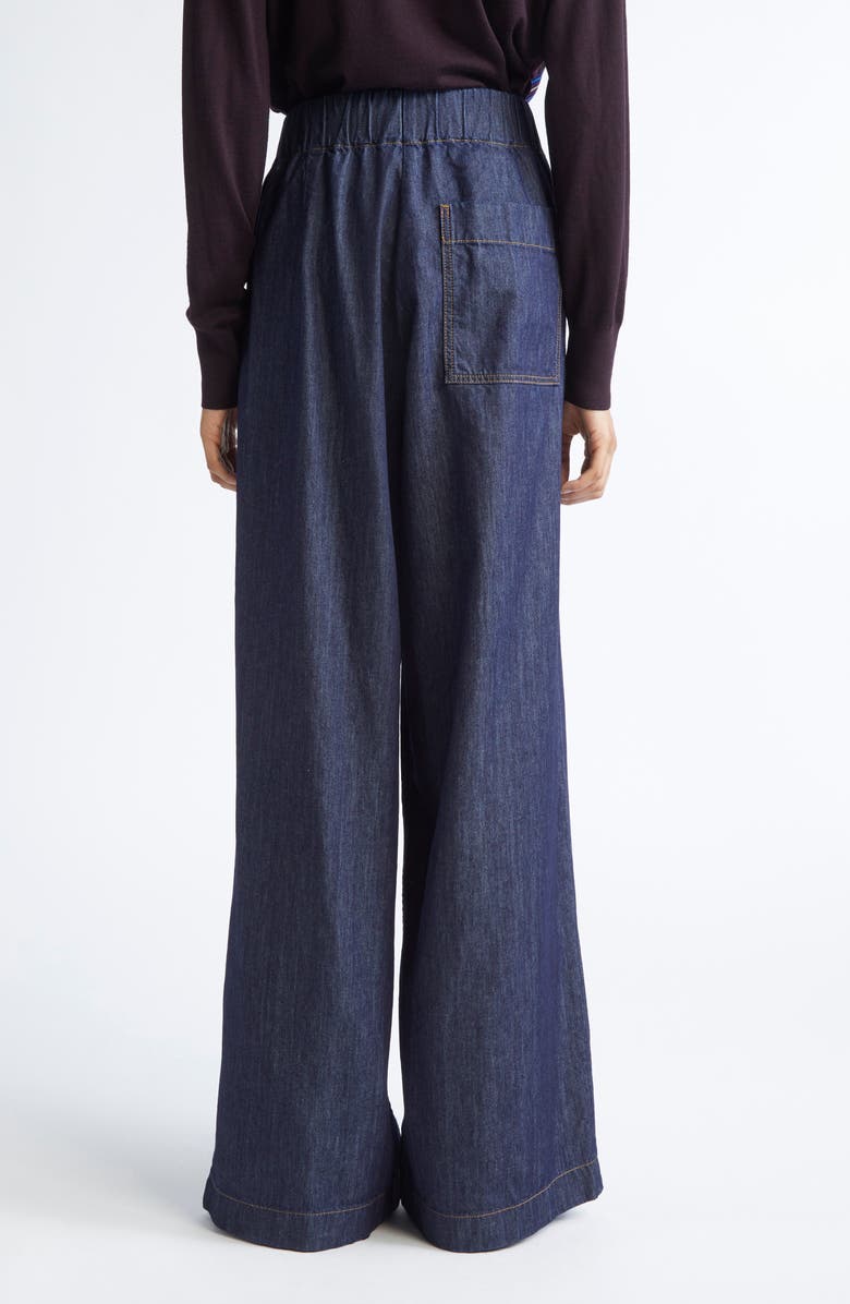 Dries Van Noten Pila Pleated Wide Leg Denim Pants, Alternate, color, Indigo