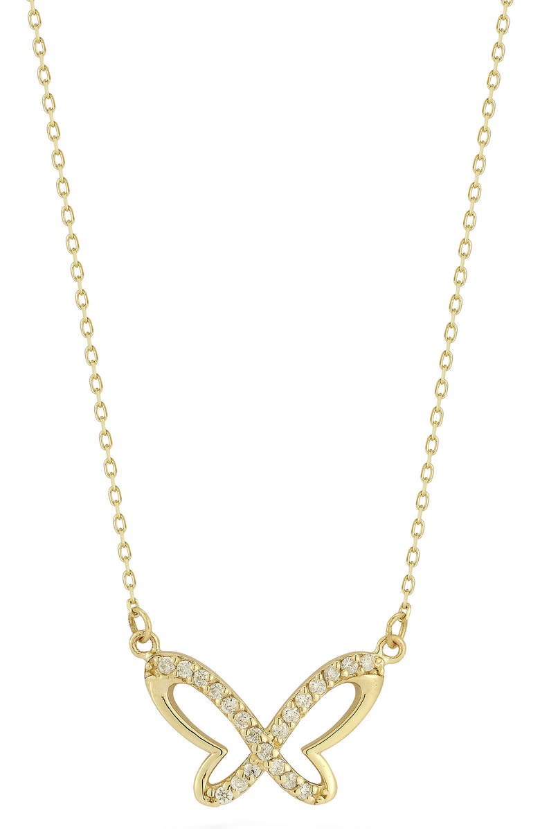 Ember Fine Jewelry Pavé Diamond Butterfly Pendant Necklace, Main, color, Gold