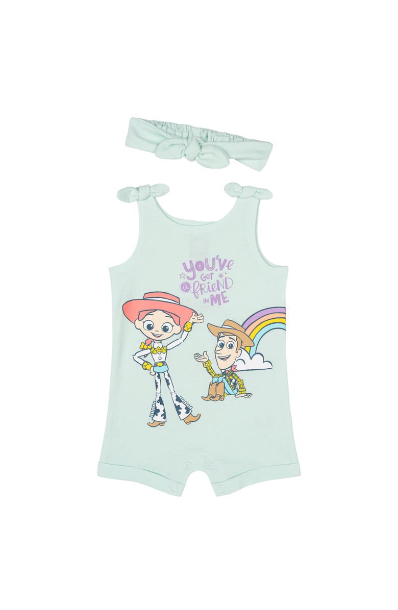 Disney Toy Story Toddler Girls' 2-Piece Sleeveless Romper and Headband Set, Main, color, Toy Story Mint