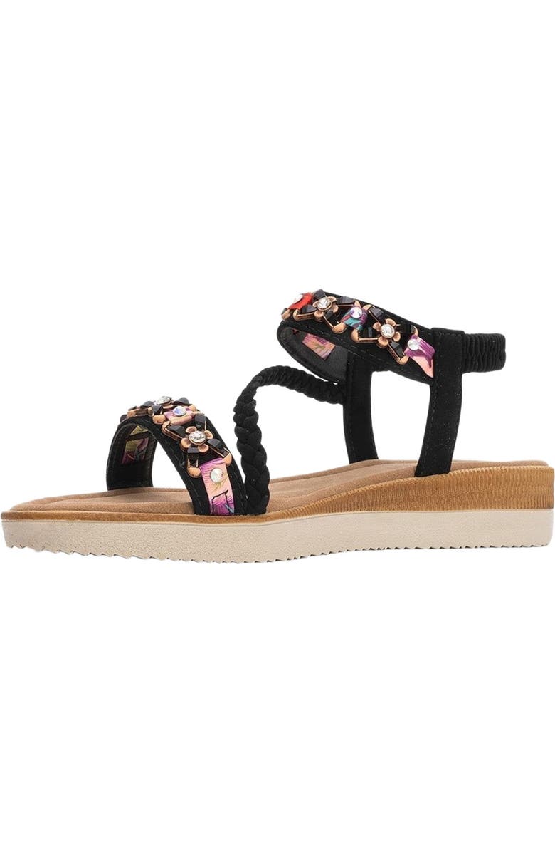 Prologue Shoes YUAN Braided Strap Sandal, Alternate, color, Black Faux Leather
