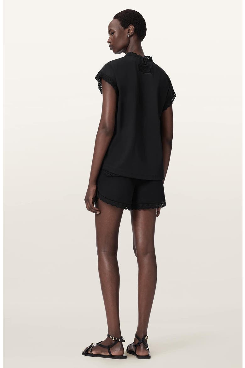 Lele Eyelet Trim Cotton Shorts, Alternate, color, BLACK
