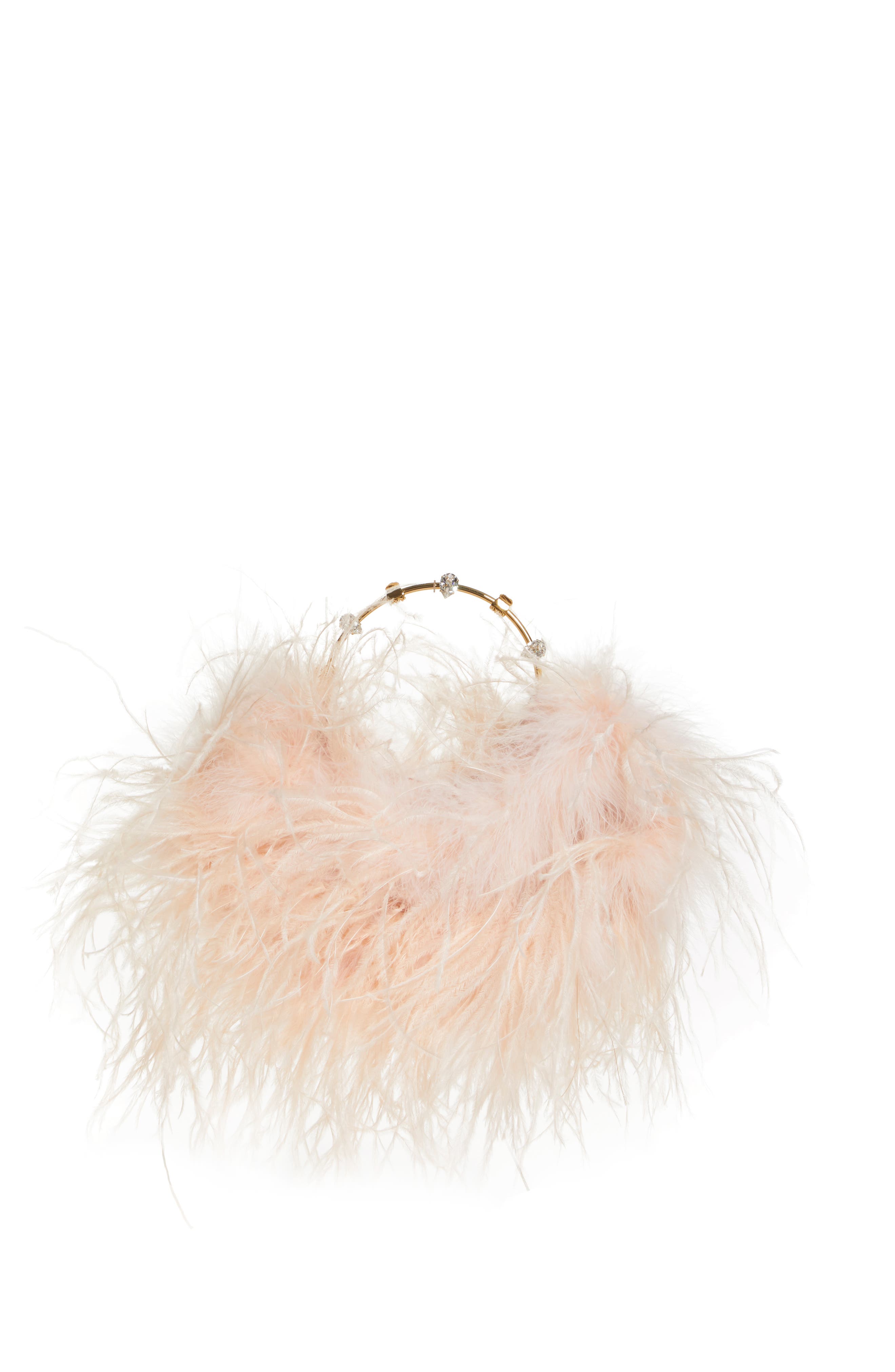 L'alingi Feather Top Handle Bag, Main, color, NUDE
