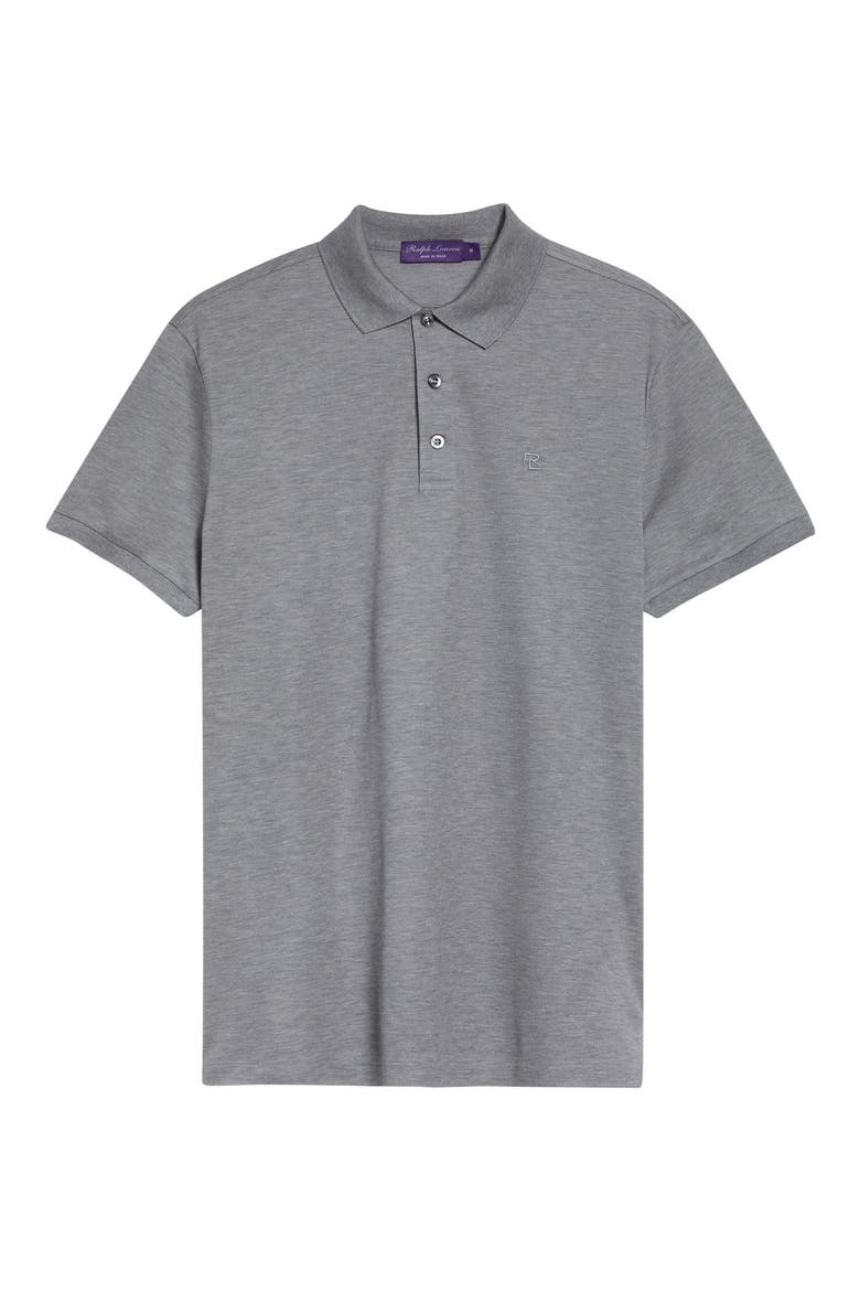 Embroidered Logo Cotton Piqué Polo, Main, color, GREY