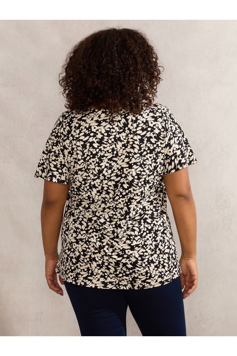 Floral Print Jersey Pleat Front Top, Alternate, color, Black