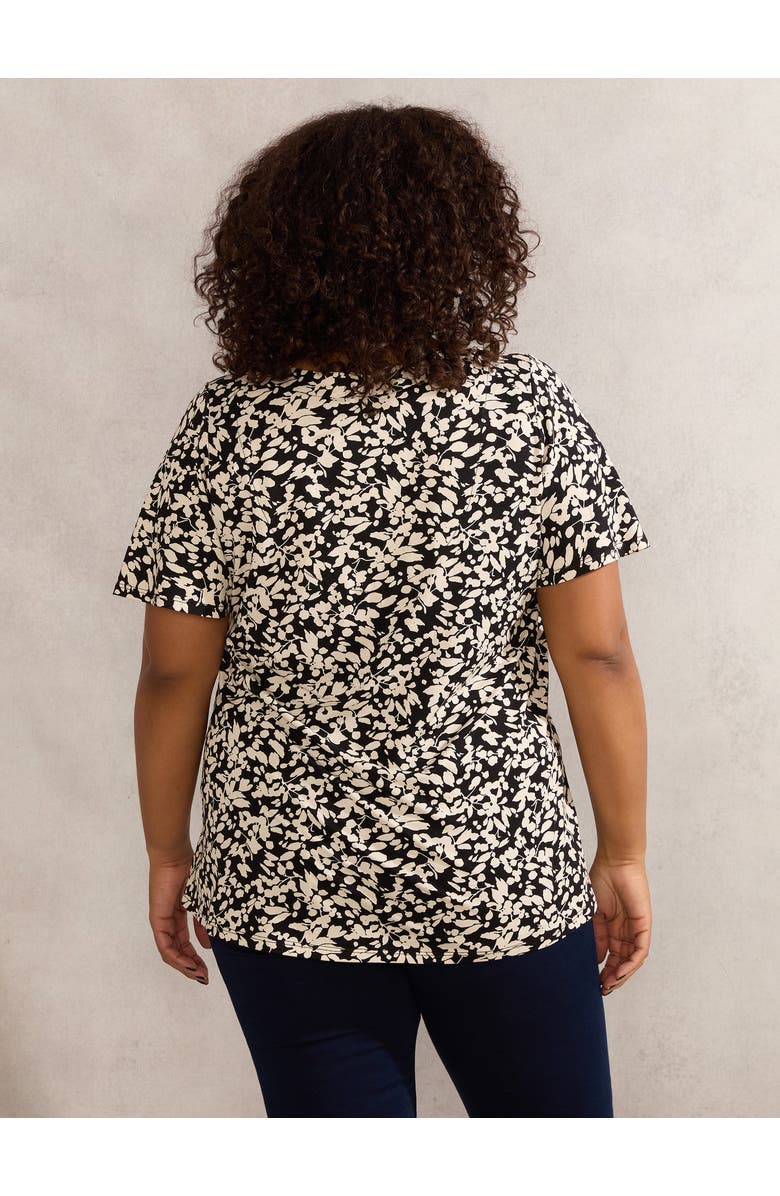 Live Unlimited Floral Print Jersey Pleat Front Top, Alternate, color, Black