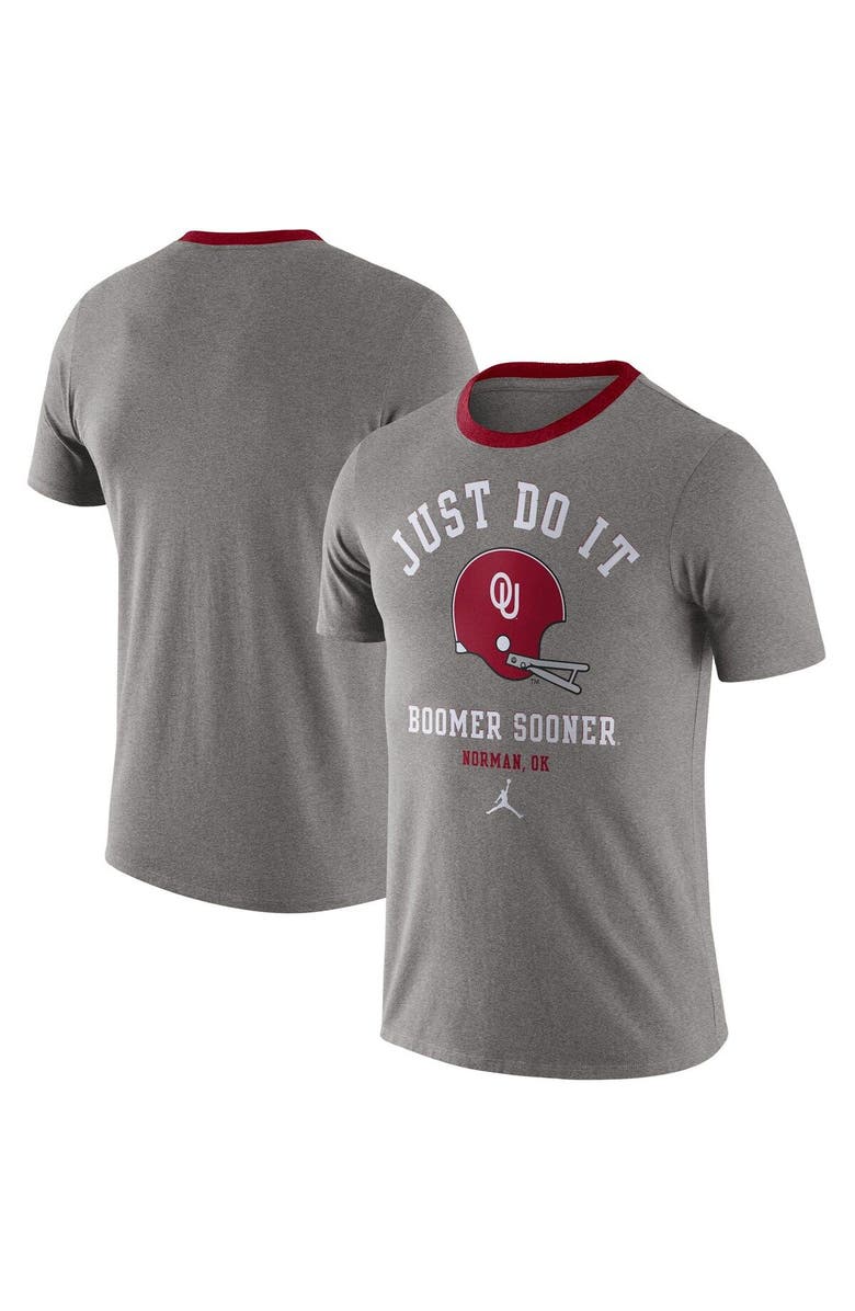 Jordan Brand Men's Jordan Brand Heathered Gray Oklahoma Sooners Vault Helmet Team Tri-Blend T-Shirt, Main, color, 