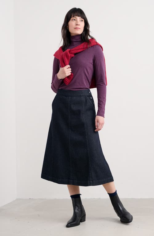 Seasalt Cornwall Landing Turtleneck Stretch Organic Cotton Top In Purple