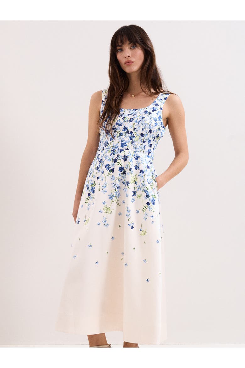 Orla Floral Midi Dress, Alternate, color, Cream